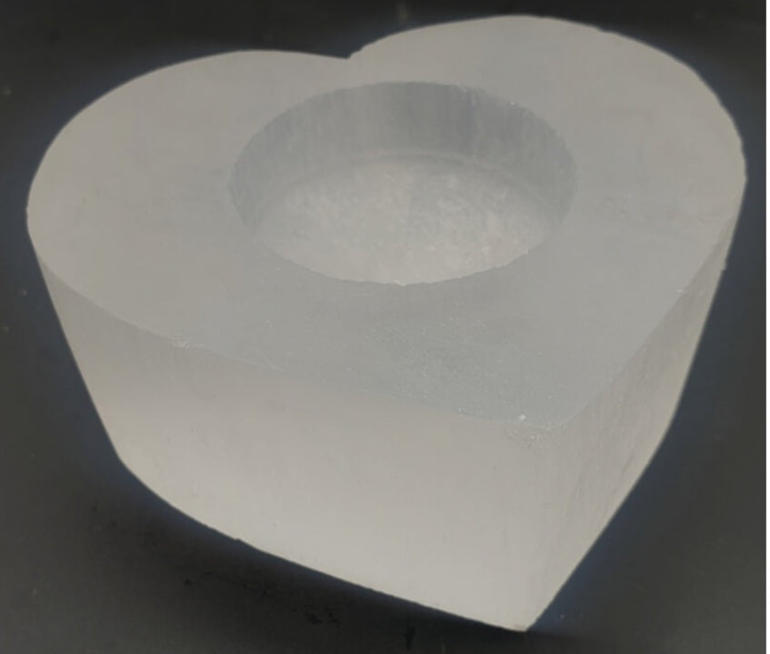 Bougeoir sélénite coeur - 8cm