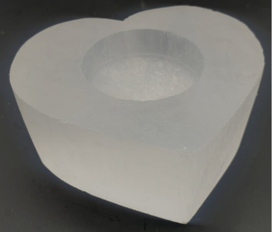 Bougeoir sélénite coeur - 8cm
