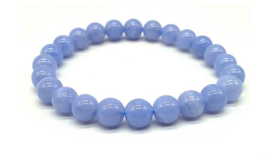 Bracelet Calcédoine Bleue 'AA' perles 8mm