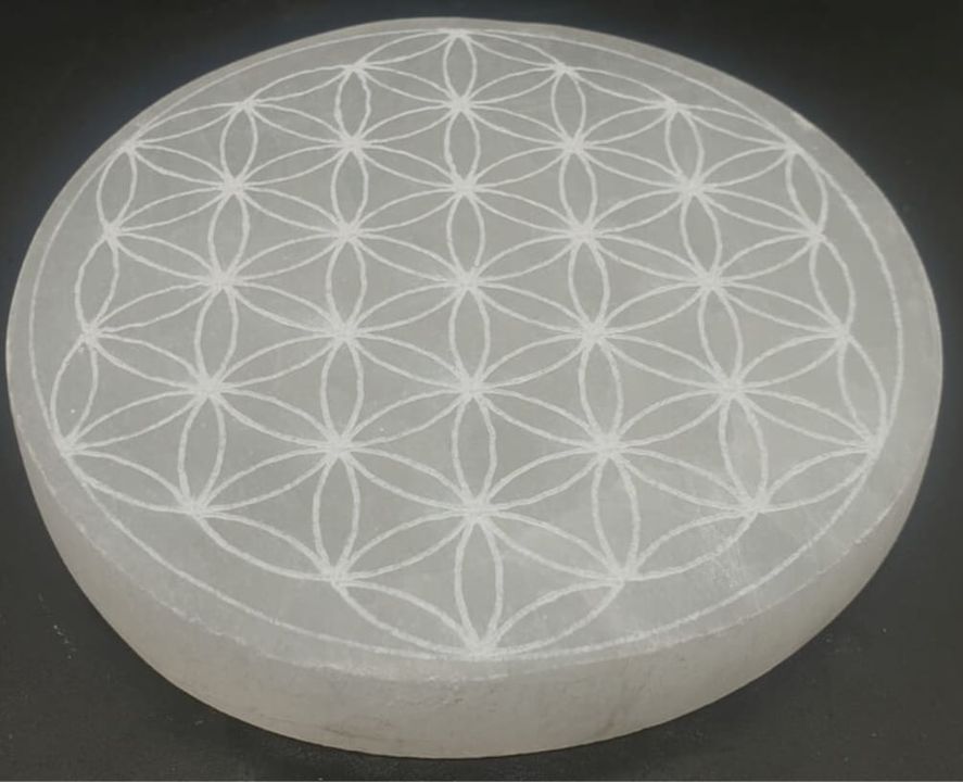 Plaque de rechargement en Sélénite Fleur de Vie 10cm