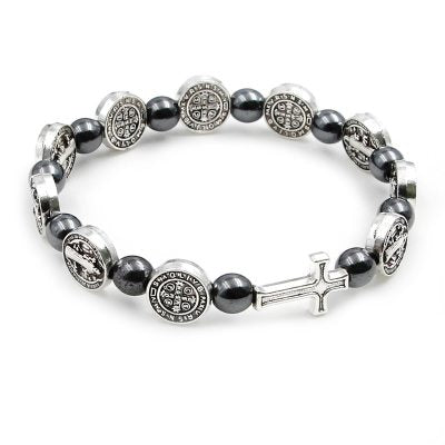 Bracelet chapelet à motif religieux