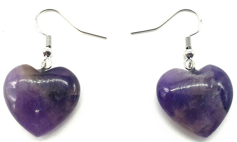 Boucles d'oreilles Cœur Améthyste 4cm