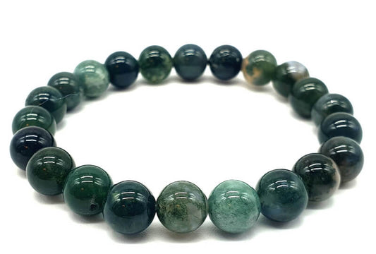 Bracelet Agate Mousse perles 8mm