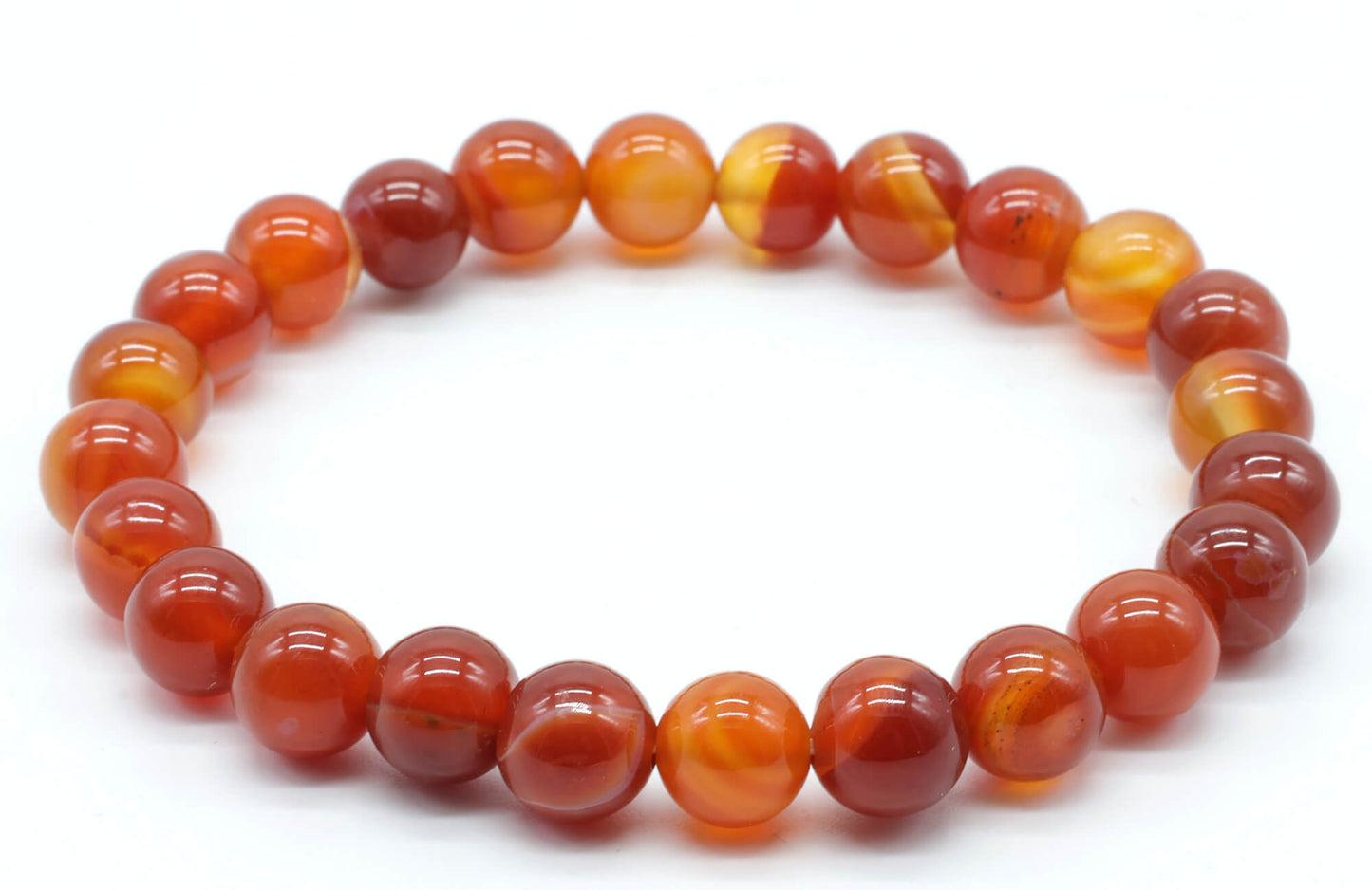 Bracelet Cornaline Rubanée perles 8mm "A"