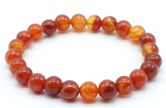 Bracelet Cornaline Rubanée perles 8mm "A"