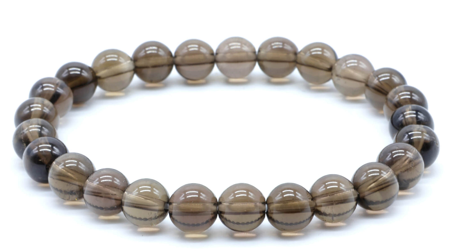 Bracelet Quartz Fumé perles 8mm A