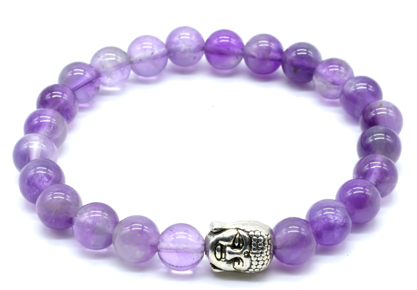 Bracelet Améthyste 'Light' & Bouddha perles 8mm A