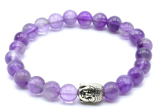 Bracelet Améthyste 'Light'  & Bouddha perles 8mm A