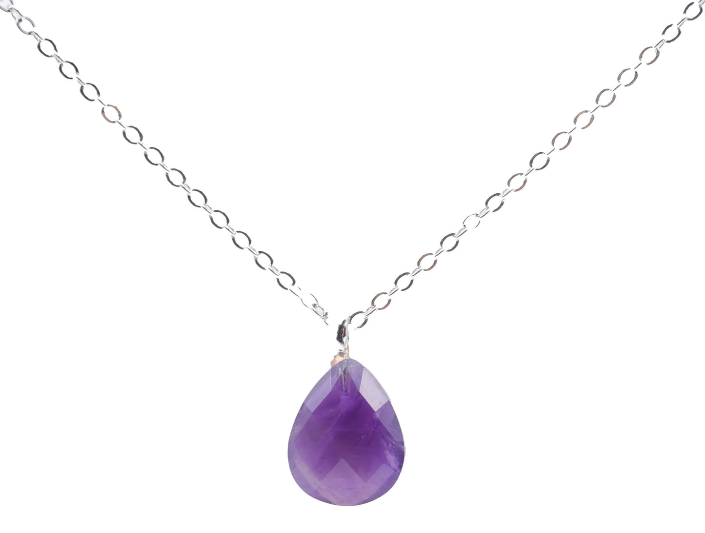 Collier Argent 925 Améthyste Goutte