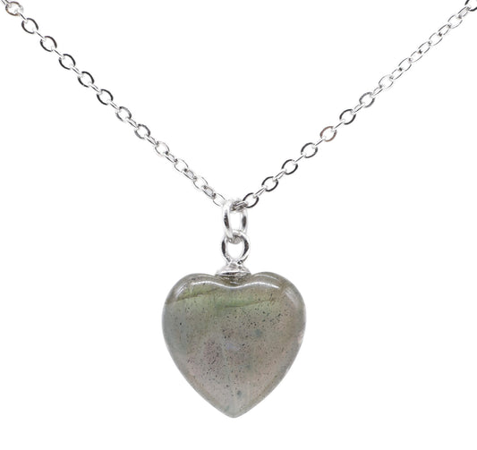 Collier Argent 925 Labradorite Coeur