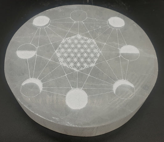 Plaque Sélénite Cadran Lunaire 10cm