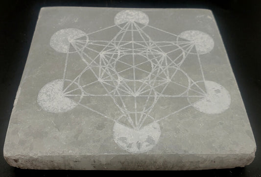 Plaque Sélénite Métatron Carrée 10cm