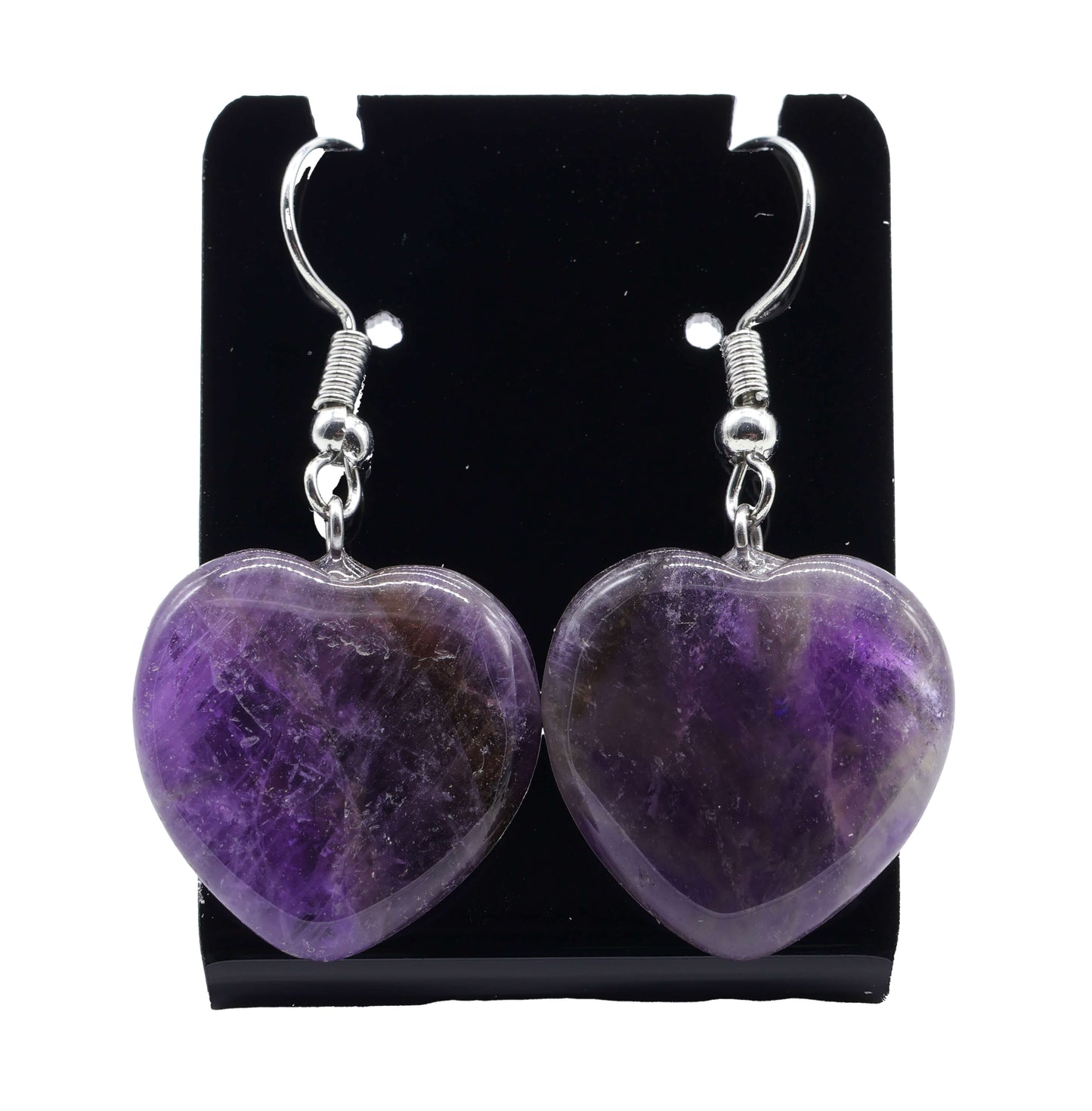 Boucles d'oreilles Cœur Améthyste 4cm