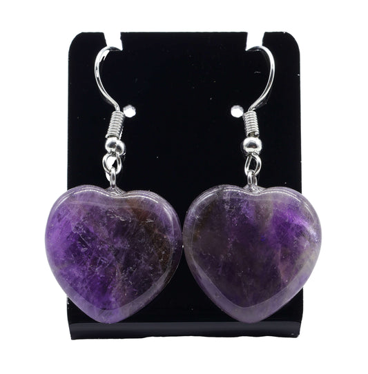 Boucles d'oreilles Cœur Améthyste 4cm