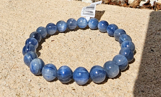 BRACELET BOULE 08MM CYANITE BLEUE NATURELLE AA