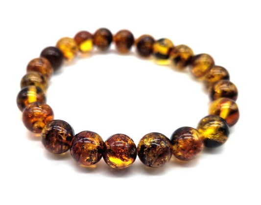 Bracelet Ambre Obscure perles 8mm