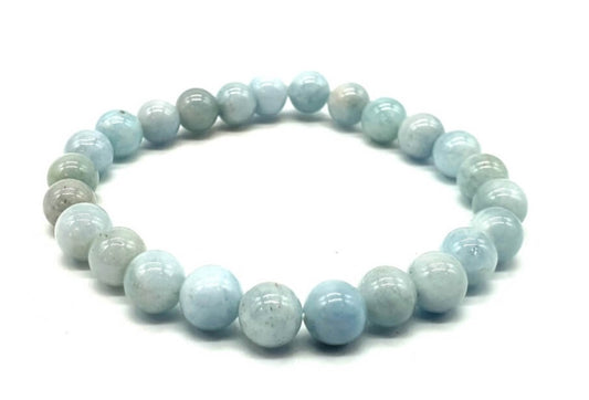 Bracelet Aigue Marine perles 8mm
