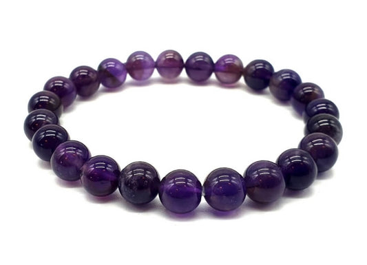 Bracelet Améthyste ' Dark ' Perles 8mm A