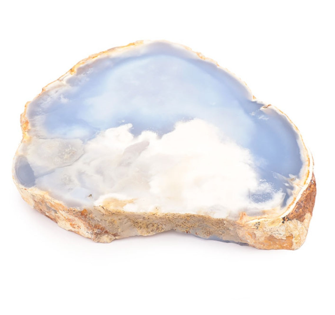 Calcédoine Bleue AAA tranche polie 1260g n° 2578