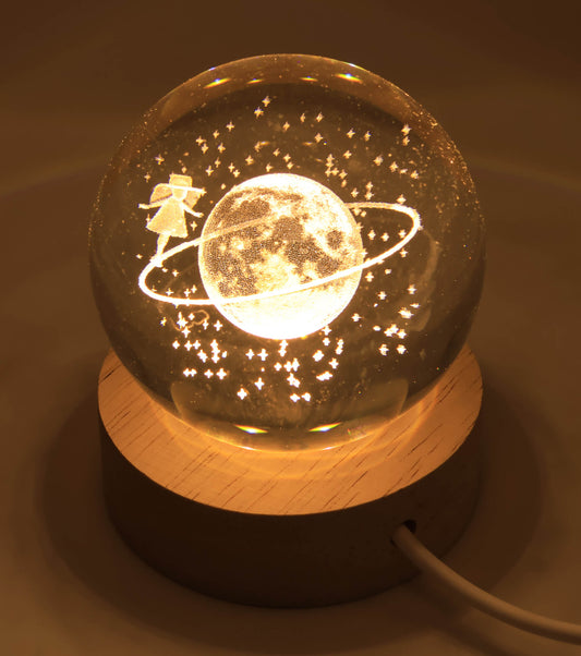 Veilleuse USB Verre Saturne 6cm