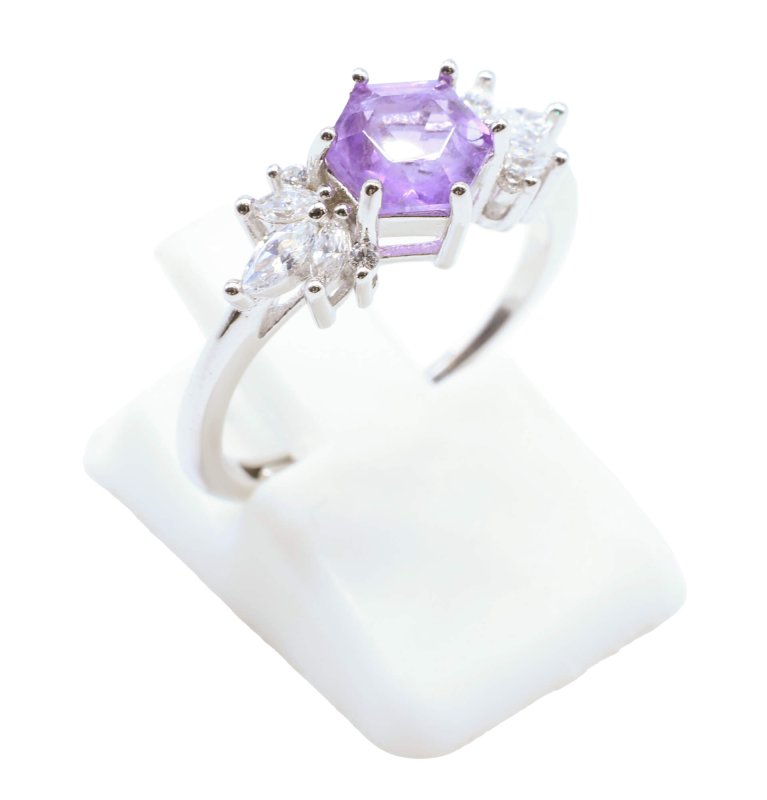 Bague Argent 925 'Flocon d'Argent' - Améthyste