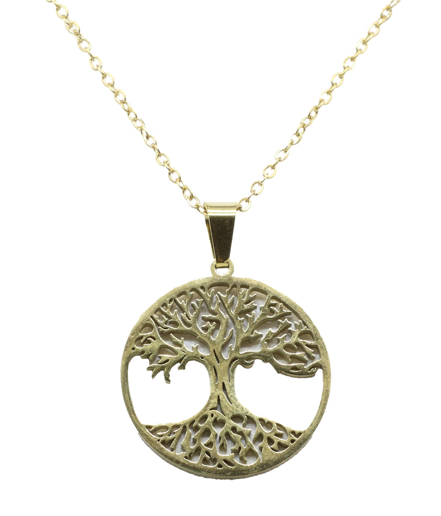 Collier Inox Arbre de Vie plaqué Or 2.5cm