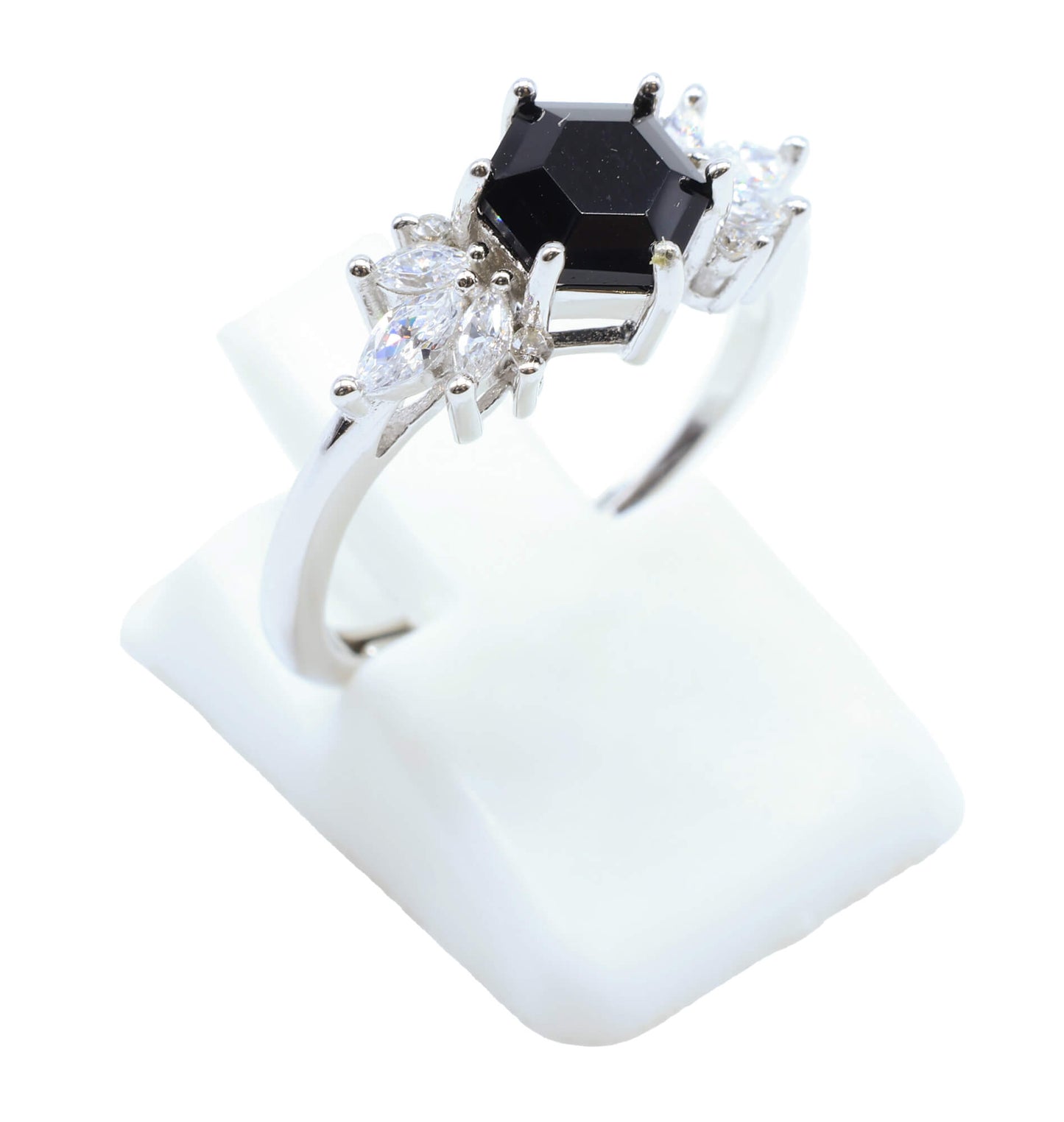 Bague Argent 925 'Flocon d'Argent' - Onyx
