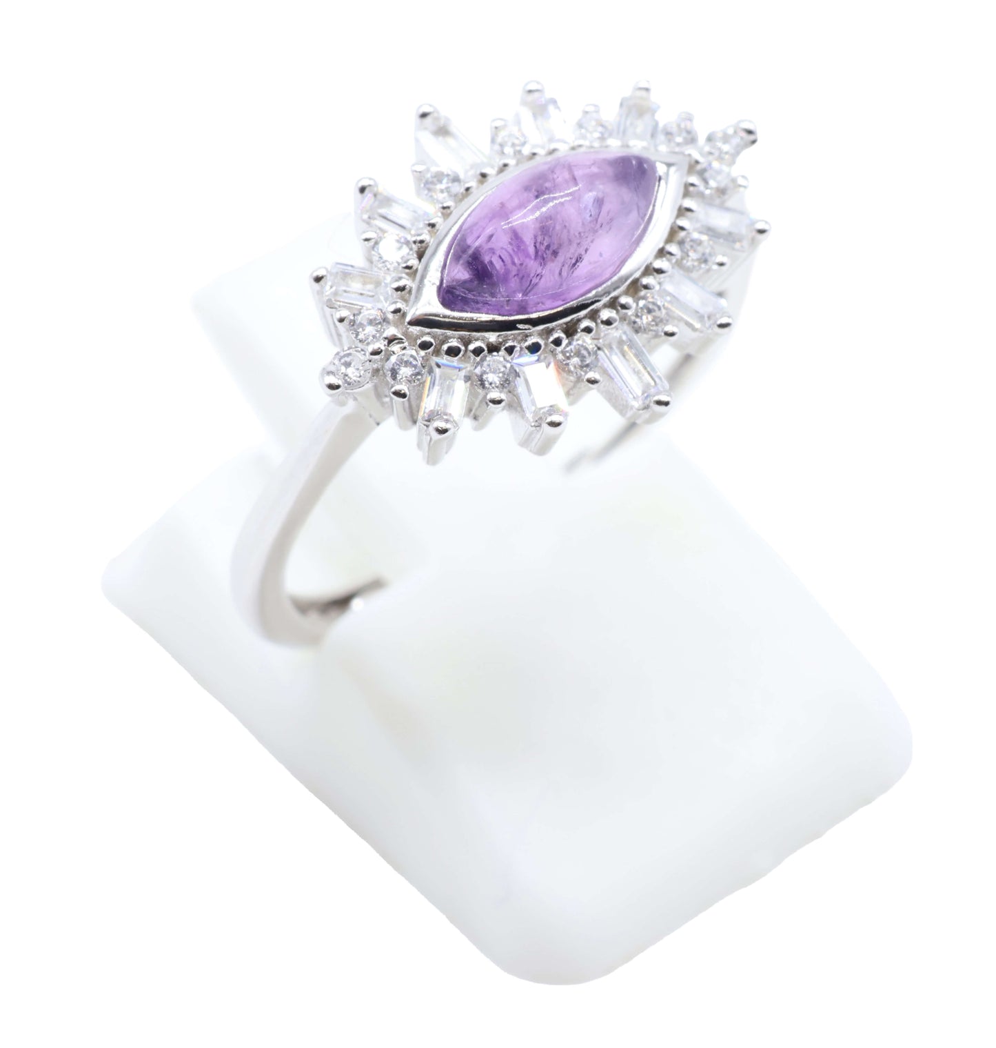 Bague Argent 925 'Oeil Solaire' - Améthyste