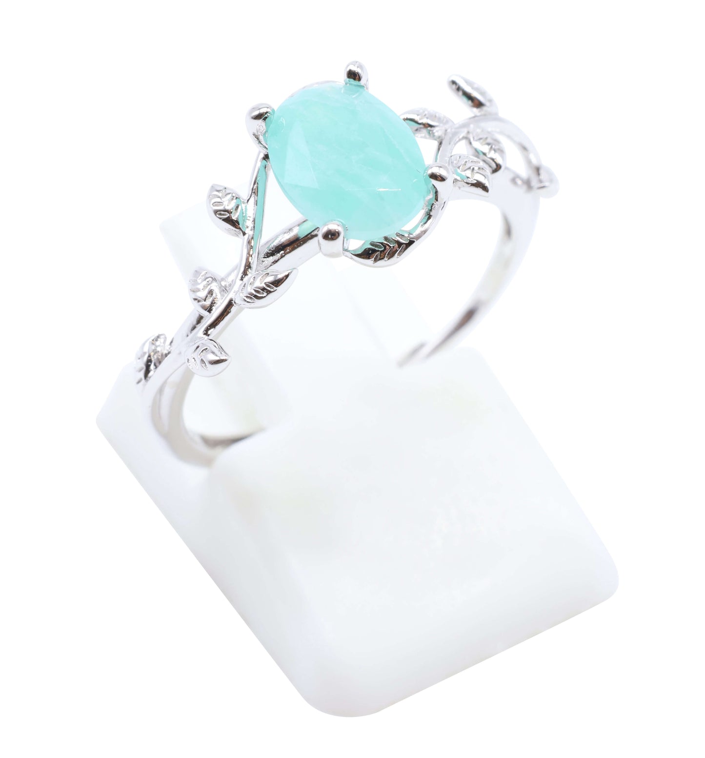 Bague Argent 925 'Murmure de Laurier' - Amazonite