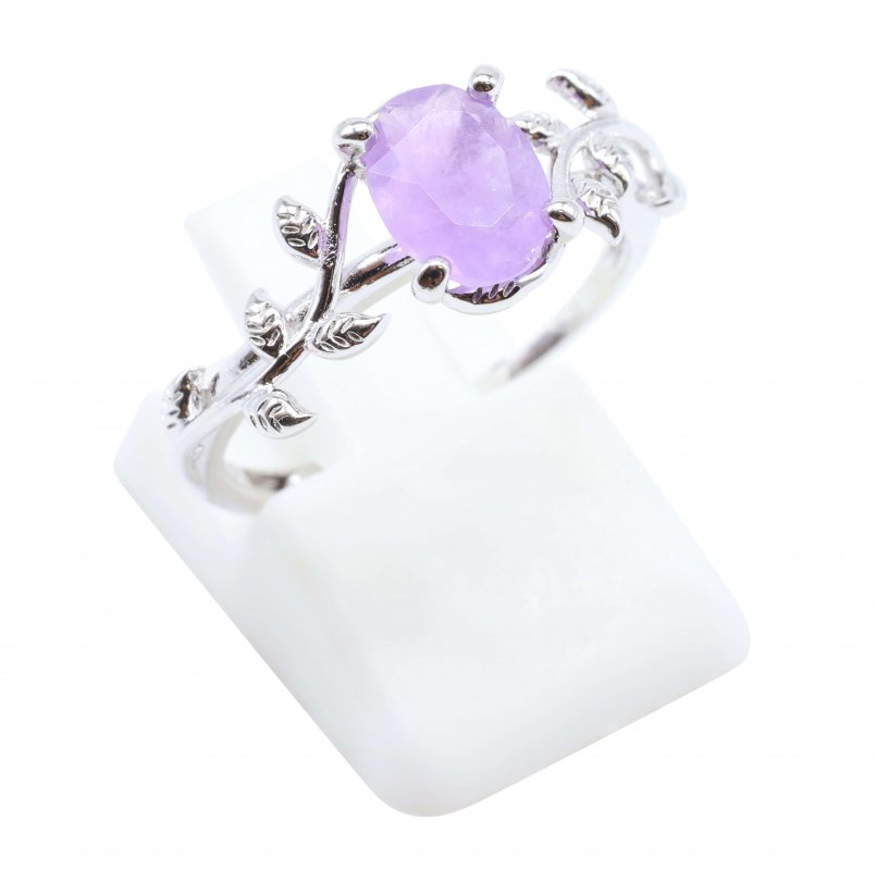 Bague Argent 925 'Murmure de Laurier' - Améthyste