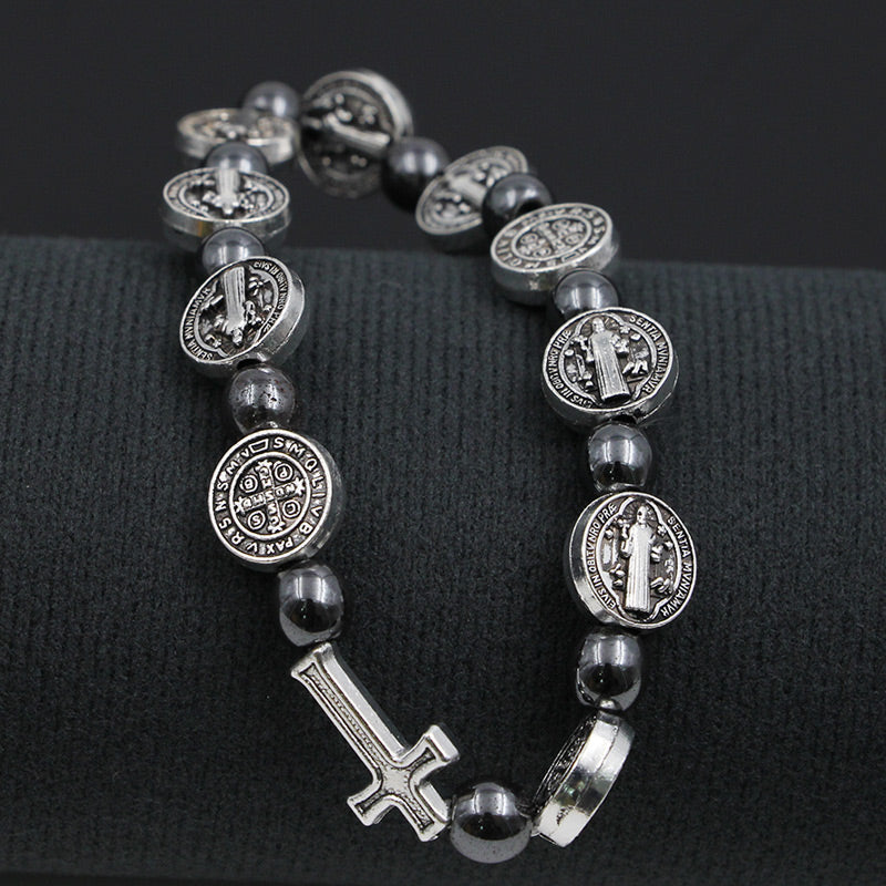 Bracelet chapelet à motif religieux