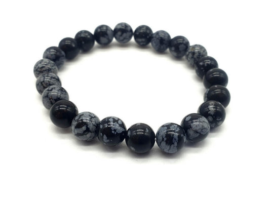 Bracelet obsidienne neige 8mm