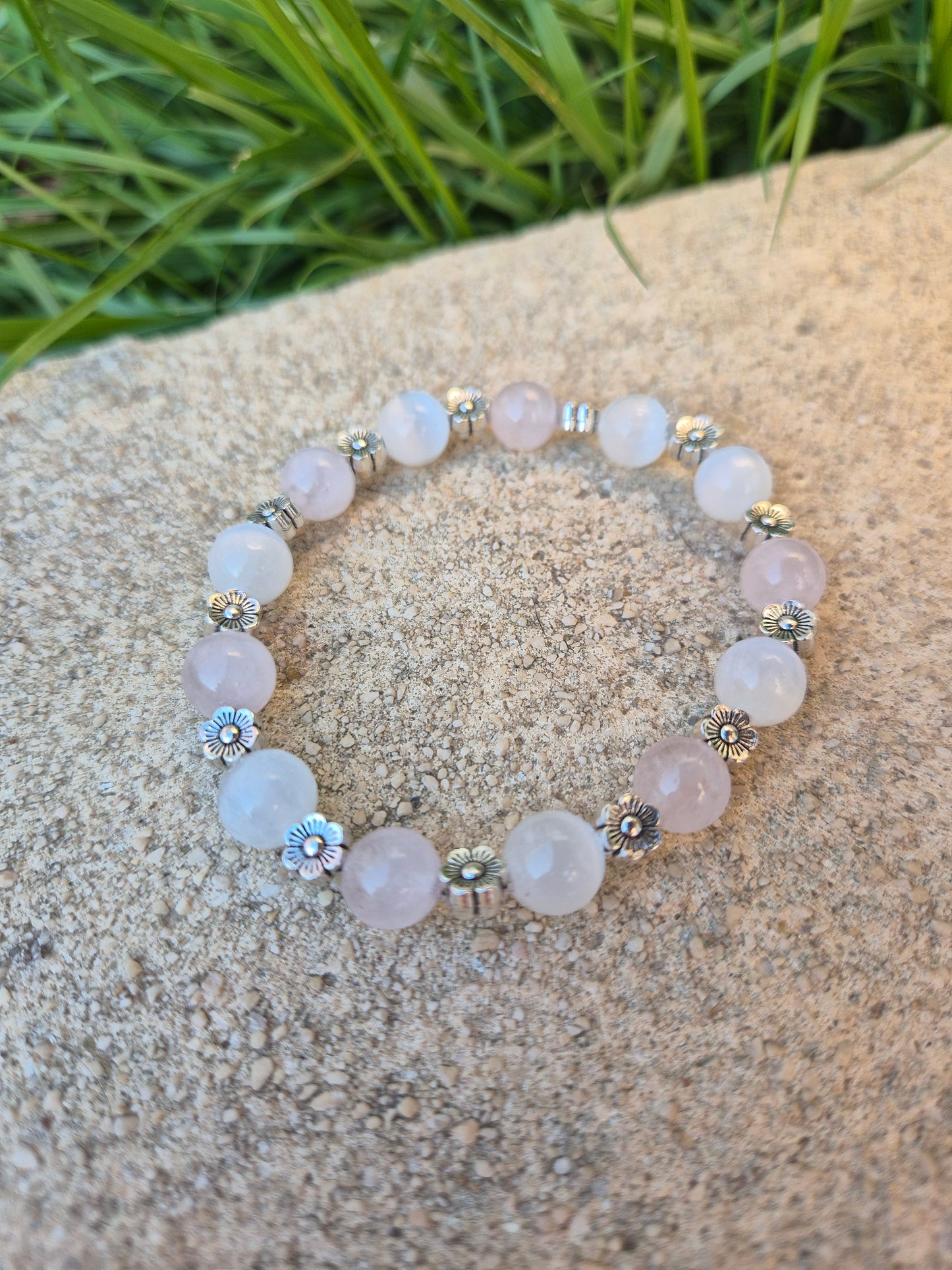Bracelet quartz rose et sélénite 8mm