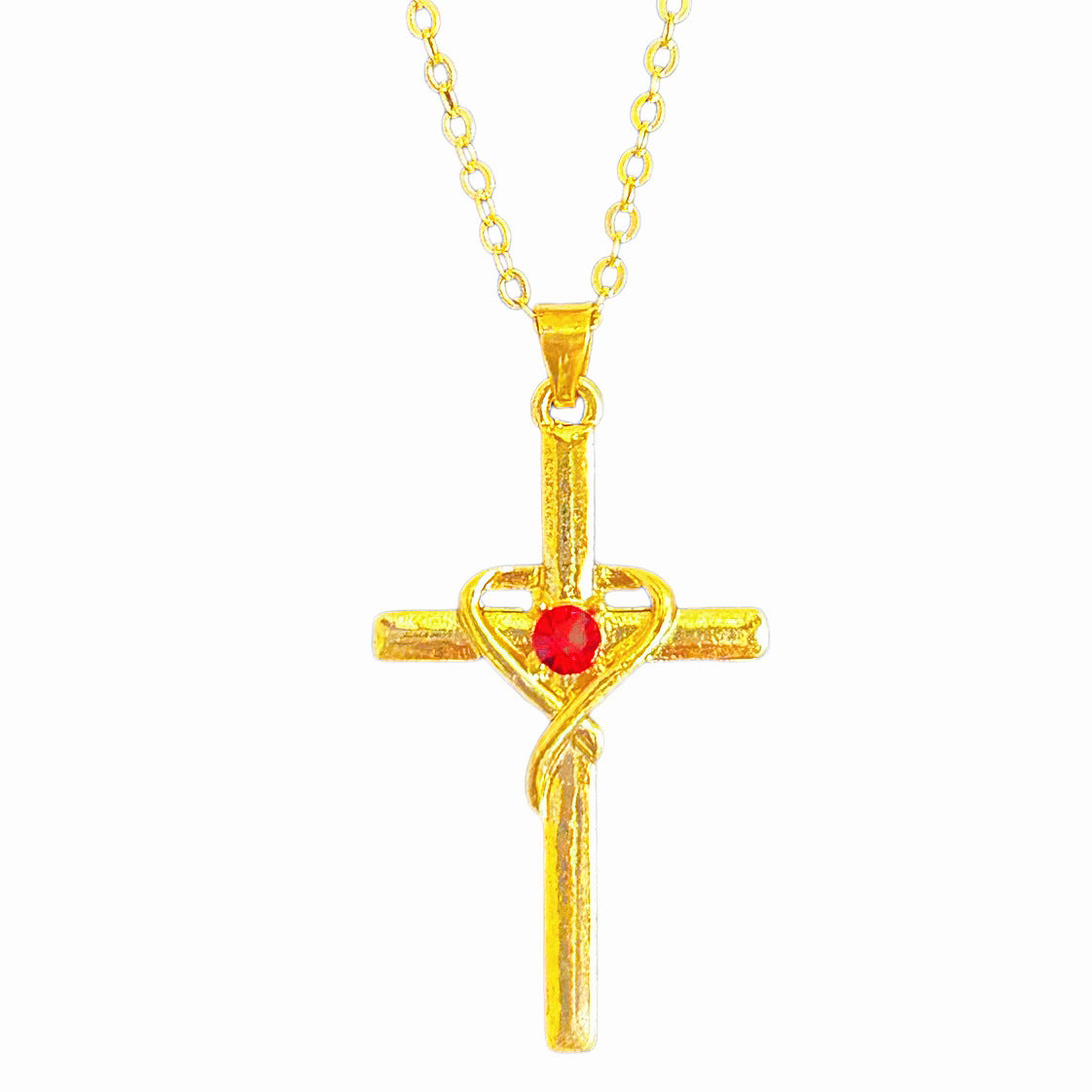 Collier pendentif croix en forme de cœur