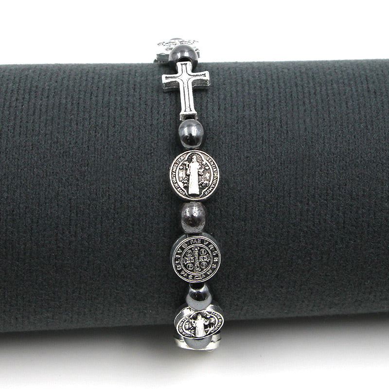 Bracelet chapelet à motif religieux