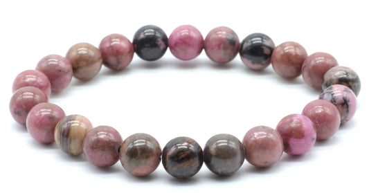 Bracelet Rhodonite 'Black Line' perles 8mm