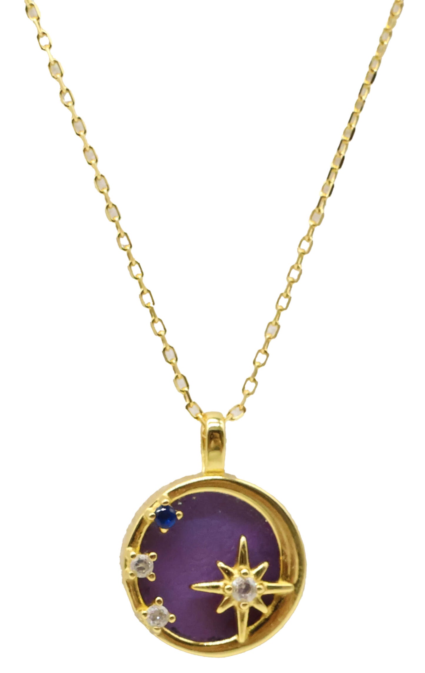 Collier Argent 925 Améthyste & Etoiles
