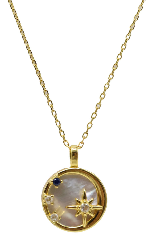 Collier Argent 925 Pierre de Lune & Etoiles