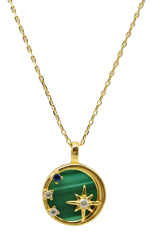 Collier Argent 925 Malachite & Etoiles