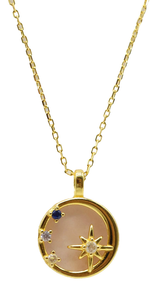 Collier Argent 925 Quartz Rose & Etoiles