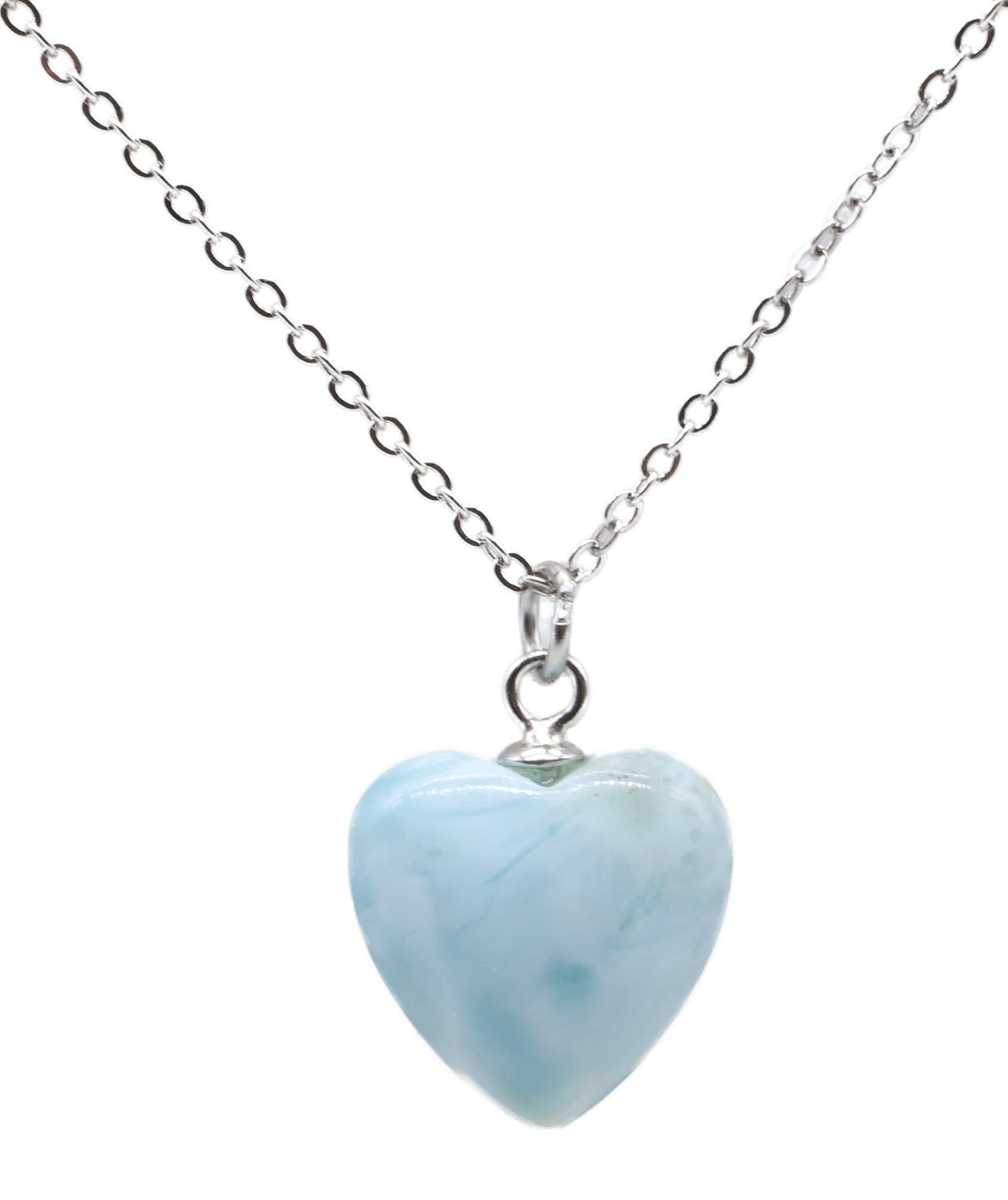 Collier Argent 925 Larimar Coeur