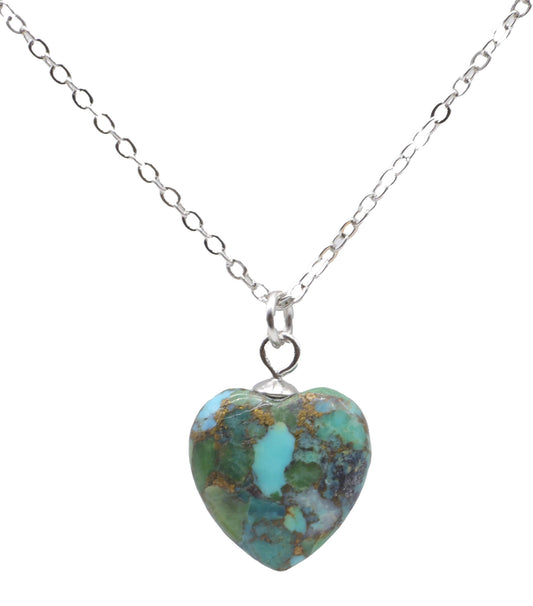 Collier Argent 925 Turquoise Coeur