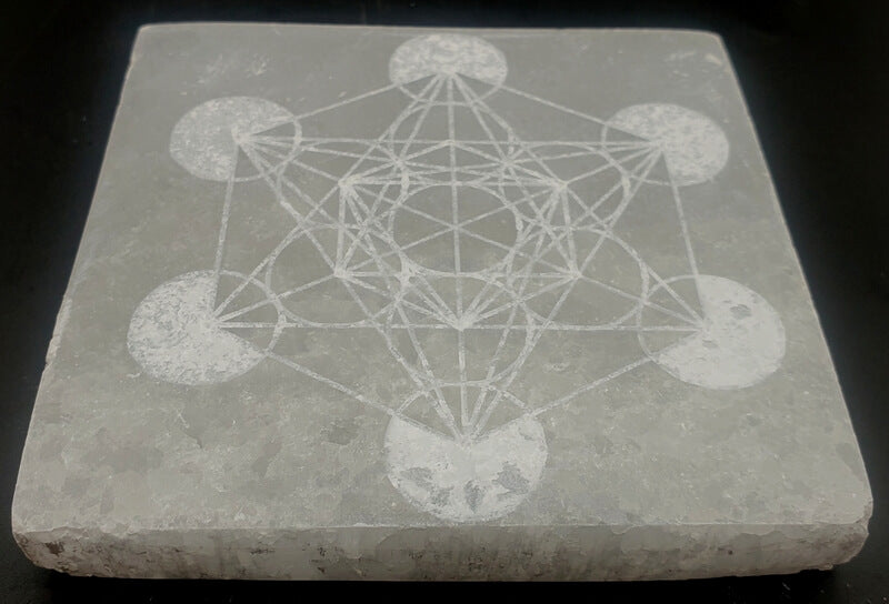 Plaque Sélénite Métatron Carrée 10cm