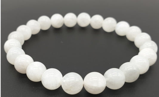 Bracelet Pierre de Lune Blanche 'AA' perles 8mm
