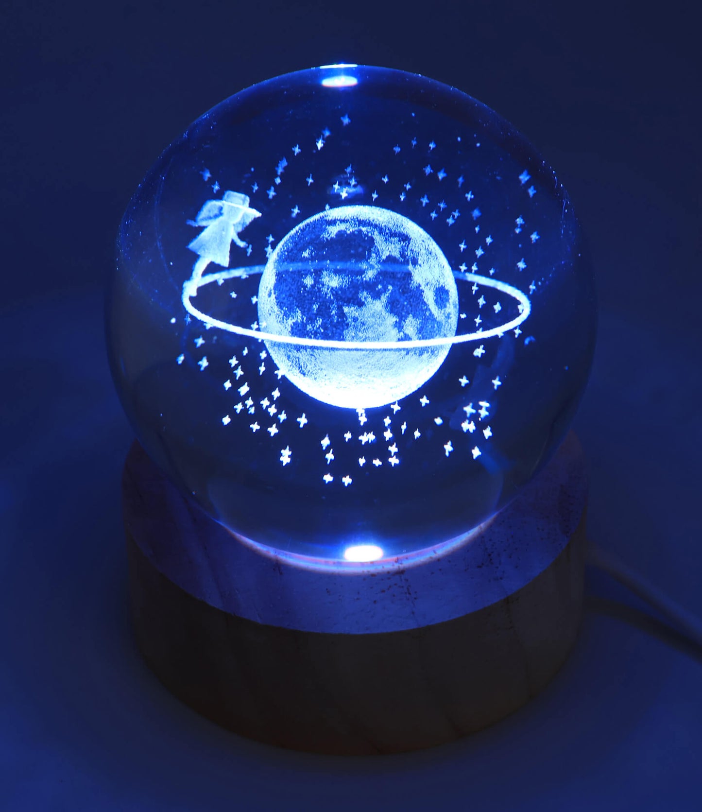 Veilleuse USB Verre Saturne Multicolore 6cm