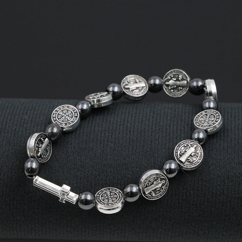 Bracelet chapelet à motif religieux
