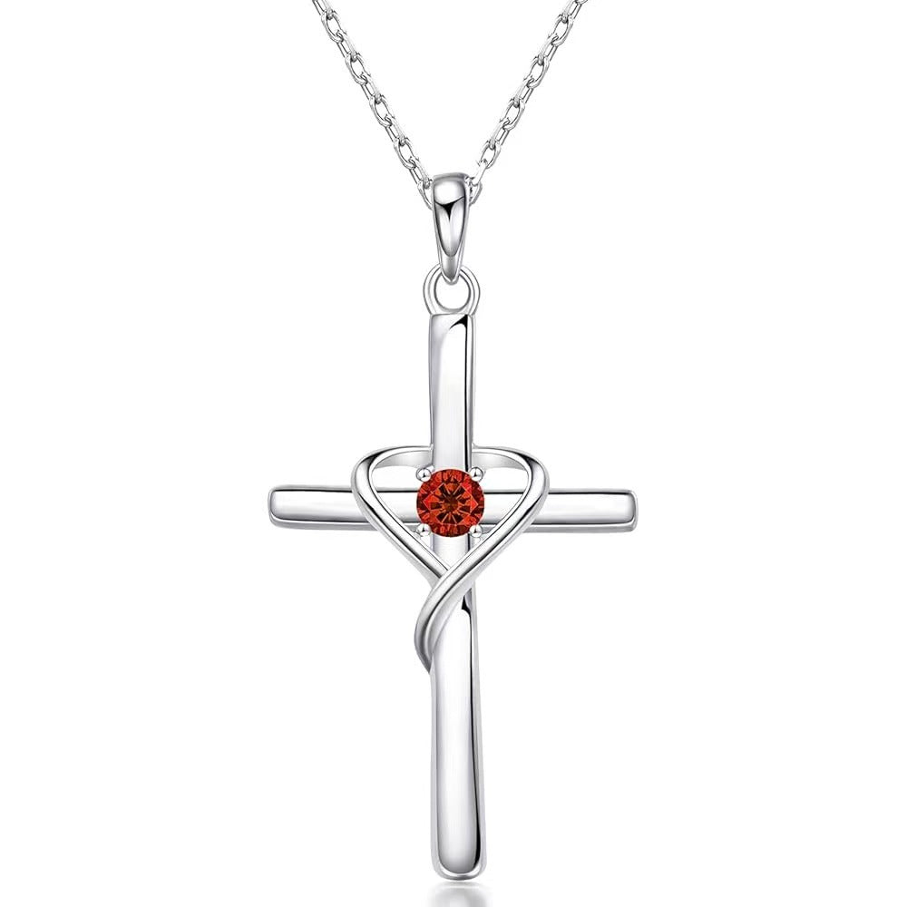 Collier pendentif croix en forme de cœur