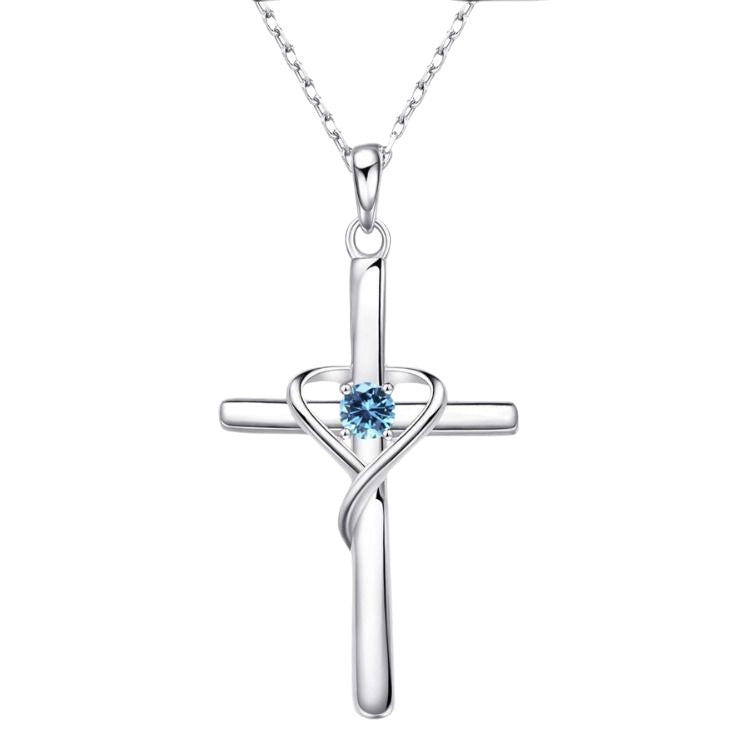Collier pendentif croix en forme de cœur