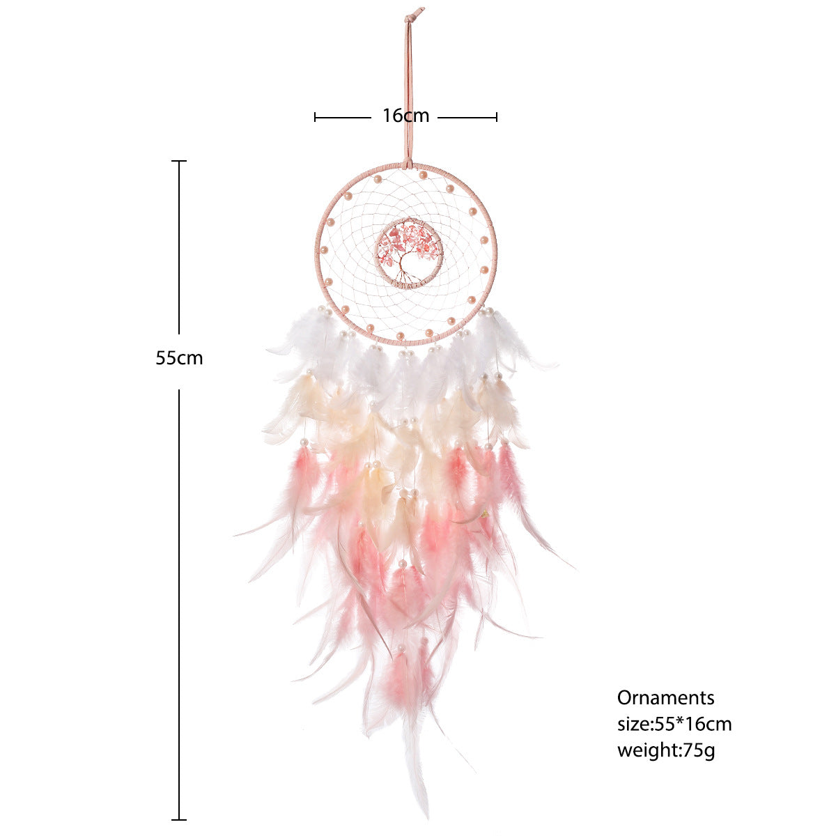 Attrape rêves plumes rose