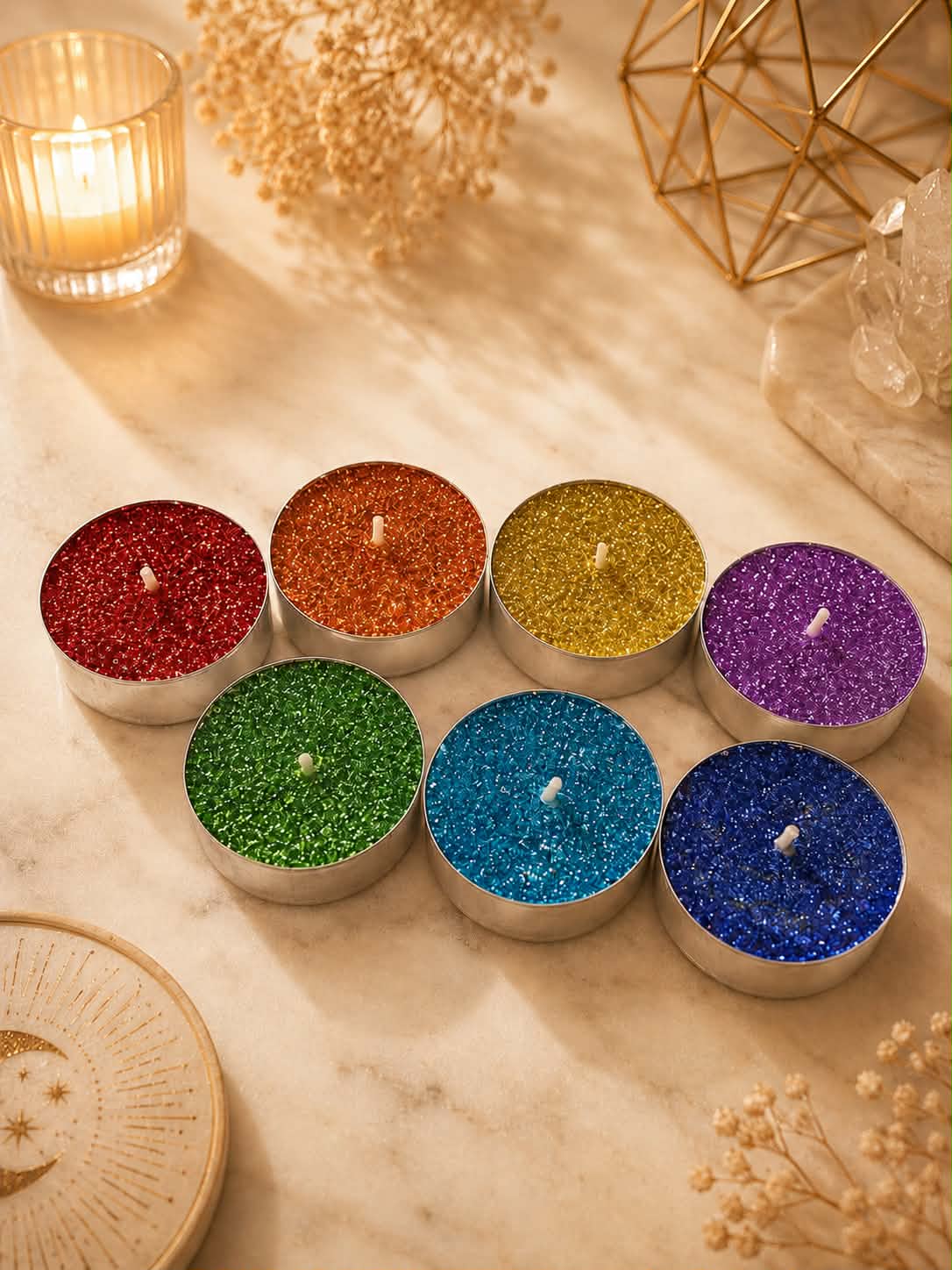 🌈 Bougies chauffe-plat « 7 Chakras »  Vanille